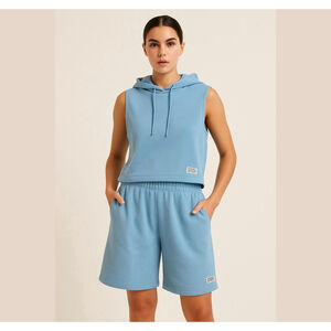 H&M set shorts and sleeveless hoodie blue cotton